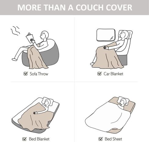 Reversible Sofa Cover Blanket Sectional Couch Cover Sheet Blanket for 3 Cushion Couch, Machine Washable Scratch-Proof Furniture Protector for Cats Dogs, 71’’ x118’’, Beige in Kuwait