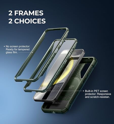 Dexnor Magnetic Case for Samsung Galaxy S24 Case with Kickstand & 2 Front Frames, Built-in Screen Protector, Compatible with Magsafe, Rugged Shockproof Full-body Protective Cover for Galaxy S24, Black in Kuwait