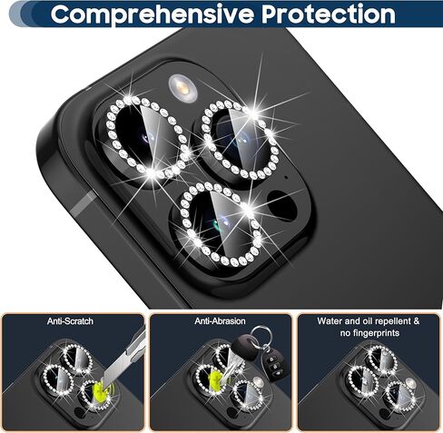 Suoman for iPhone 15 Pro Max Camera Lens Protector/15 Pro Camera Lens Protector, [Strong Adhesion] [Perfectly Fit] for iPhone 15 Pro Max/15 Pro Camera Cover 9H Tempered Glass-Diamond Silver in Kuwait