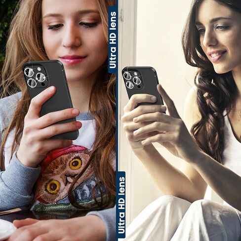 Suoman for iPhone 15 Pro Max Camera Lens Protector/15 Pro Camera Lens Protector, [Strong Adhesion] [Perfectly Fit] for iPhone 15 Pro Max/15 Pro Camera Cover 9H Tempered Glass-Diamond Silver in Kuwait