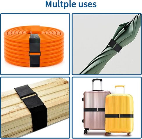 16Ft x 1In Adjustable Cable Straps with 25 Buckles and 1 scissors, Black nylon Fastening Cable Ties for Securing, Reusable Hook and Loop Straps for Storage, Cord Organiser (BLACK, 1in x 16ft) in Saudi Arabia