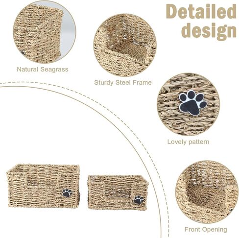 2pack الكلب تخزين المنظم الخوص الكلب لعبة سلة الكلب الاشياء المنظم الكلب لعبة بن، صندوق تخزين الأعشاب البحرية مثالية لمقود الكلب / اللعب / يعامل / لوازم الاستمالة in Kuwait