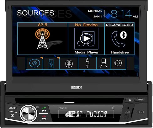 جنسن CDR7011 7 بوصة LED CD/DVD شاشة تعمل باللمس ستيريو سيارة دين واحد | مساعد الضغط والتحدث | إدخال الكاميرا الاحتياطية | بلوتوث | شحن سريع عبر USB | 200 واط (50x4) in Kuwait