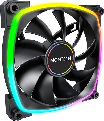 MONTECH AX 120MM - PWM Fan - Silent Performance - High Speed 1600PWM - High-End Durability with HDB Bearing - Stunning Outer Ring ARGB Lighting Design – 3 in 1 Pack with 6X6 Fan Hub (AX120-3in1-W) in Saudi Arabia