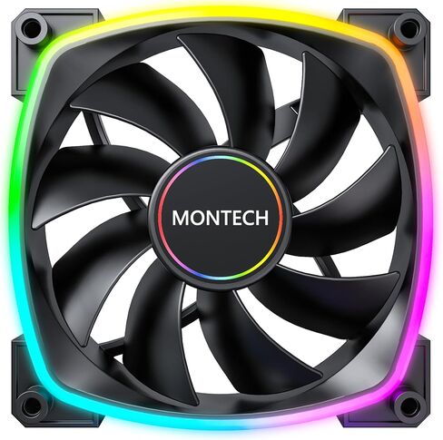 MONTECH AX 120MM - PWM Fan - Silent Performance - High Speed 1600PWM - High-End Durability with HDB Bearing - Stunning Outer Ring ARGB Lighting Design – 3 in 1 Pack with 6X6 Fan Hub (AX120-3in1-W) in Saudi Arabia