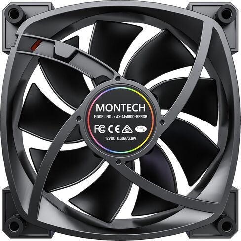 MONTECH AX 120MM - PWM Fan - Silent Performance - High Speed 1600PWM - High-End Durability with HDB Bearing - Stunning Outer Ring ARGB Lighting Design – 3 in 1 Pack with 6X6 Fan Hub (AX120-3in1-W) in Saudi Arabia