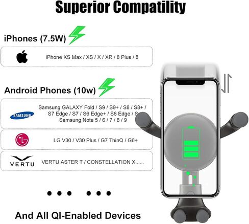 Wireless car Charger Mount-Adjustable Bracket-Gravity System-Fast Charging in Saudi Arabia