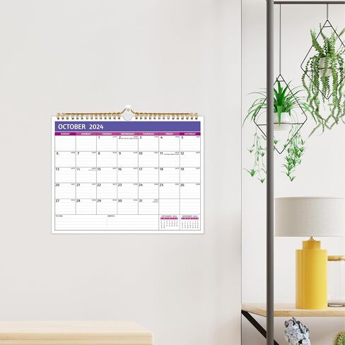 2025 Wall Calendar - 3 Month Calendar 2025 Vertical, Jan 2025 - Dec 2025, 3 Month Wall Calendar 2025, 11 x 26 In Open, 2025 Calendar with Large Print, Holidays, Thick Paper, Priorities ＆ Notes, Purple in Kuwait