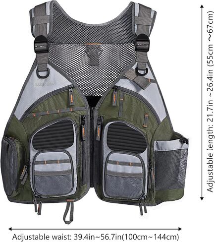 BASSDASH Fishing Vest Adjustable for Men and Women, for Fly Bass Boat Fishing in Saudi Arabia