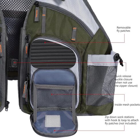 BASSDASH Fishing Vest Adjustable for Men and Women, for Fly Bass Boat Fishing in Saudi Arabia