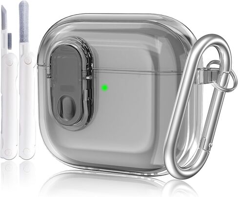 غطاء حافظة AIRSPO لأجهزة Airpods 4 مع مجموعة أدوات تنظيف، غطاء واقٍ شفاف ناعم من مادة TPU متوافق مع حافظة الشحن اللاسلكي Apple AirPods الجيل الرابع مع سلسلة مفاتيح، شفاف in Saudi Arabia