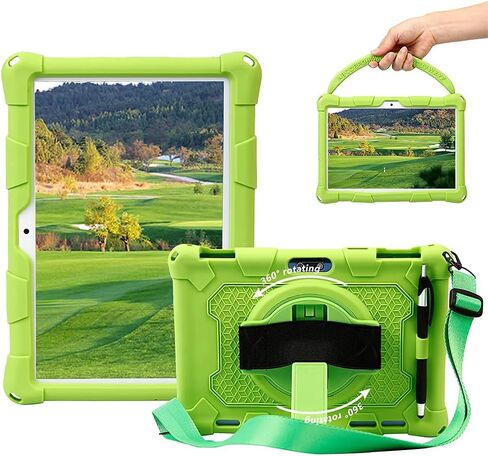 Silicone Case with 360 Rotating Kickstand Strap/Shoulder Strap/Handle Compatible with Victbing 10, BENEVE 10.1,Dragon Touch Notepad K10/Max10 Blue in Saudi Arabia