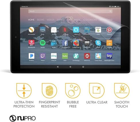 واقي شاشة شفاف من NuPro لجهاز Amazon Fire HD 10 اللوحي (الجيل السابع والتاسع - إصدارات 2017 و2019) (عبوتان) in Kuwait