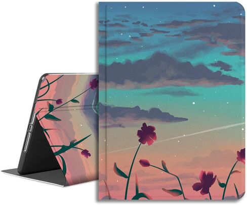 متوافق مع حافظة iPad Mini الجيل الخامس/الرابع مقاس 7.9 بوصات، غطاء حماية قابل للطي بتصميم مناظر طبيعية، جلد مقاوم للصدمات مع حامل أقلام، حقل جميل لغروب الشمس باللون الوردي والبني in Saudi Arabia