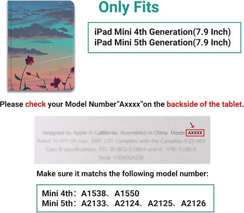 متوافق مع حافظة iPad Mini الجيل الخامس/الرابع مقاس 7.9 بوصات، غطاء حماية قابل للطي بتصميم مناظر طبيعية، جلد مقاوم للصدمات مع حامل أقلام، حقل جميل لغروب الشمس باللون الوردي والبني in Saudi Arabia
