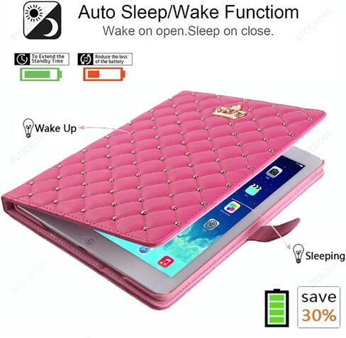 Topwin Cute Crown Case for iPad Air 11-inch M2 2024/5th/4th 10.9'',iPad Pro 11 Inch,Flip Bling Diamond PU Leather Smart Auto Sleep/Wake for Apple iPad Air 11/iPad Air 5/4 10.9 inch/iPad Pro 11(White) in Saudi Arabia