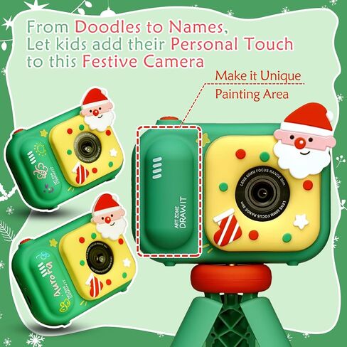 Christmas Kids Camera with Tripod, Santa Digital Camera, Video, Games, Xmas Gift for Boys Girls Age 3-12, New Year for Toddler, Children in Saudi Arabia