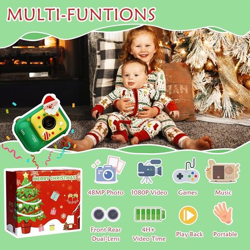 Christmas Kids Camera with Tripod, Santa Digital Camera, Video, Games, Xmas Gift for Boys Girls Age 3-12, New Year for Toddler, Children in Saudi Arabia