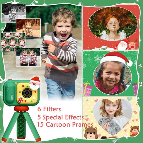 Christmas Kids Camera with Tripod, Santa Digital Camera, Video, Games, Xmas Gift for Boys Girls Age 3-12, New Year for Toddler, Children in Saudi Arabia