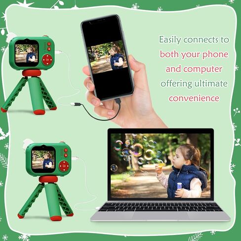 Christmas Kids Camera with Tripod, Santa Digital Camera, Video, Games, Xmas Gift for Boys Girls Age 3-12, New Year for Toddler, Children in Saudi Arabia