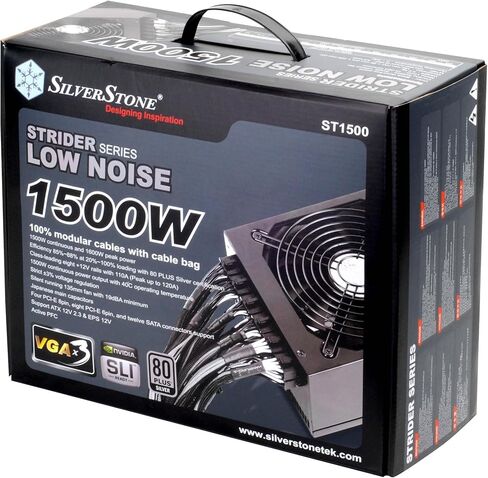 تقنية SilverStone ST1500، 80 Plus Silver 1500W وحدة تزويد الطاقة ATX/PS2 المعيارية بالكامل، SST-ST1500-X in Kuwait