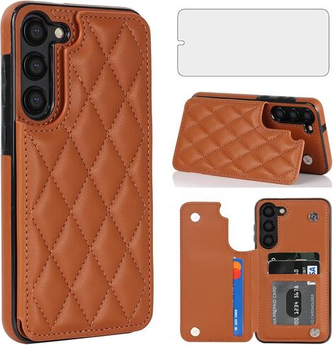 Asuwish Phone Case for Samsung Galaxy S23 Plus S23+ 5G Wallet Cover with Screen Protector and Leather RFID Card Holder Stand Cell Accessories S23plus 23S + S 23 23+ SM-S916U 6.6 inch Women Men White in Saudi Arabia