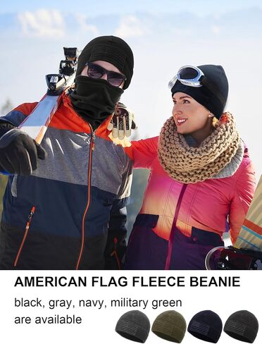 4 Pcs American Flag Beanie Winter Fleece Caps Tactical Military Beanie USA Hats Warm Army Skull Cap for Men Outdoor Activities in Saudi Arabia