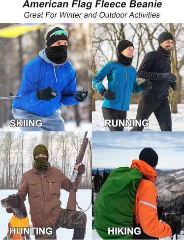 4 Pcs American Flag Beanie Winter Fleece Caps Tactical Military Beanie USA Hats Warm Army Skull Cap for Men Outdoor Activities in Saudi Arabia