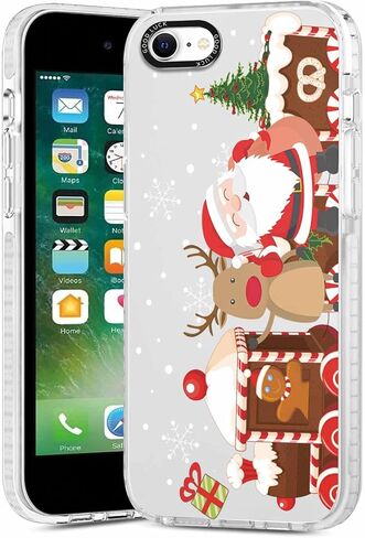 2 حزمة من حافظة الهاتف الشفافة لعيد الميلاد المجيد لهاتف iPhone 13 / iPhone 14 6.1 بوصة، غطاء لطيف مع نمط شجرة عيد الميلاد الحمراء على شكل حلوى ندفة الثلج، غطاء ممتص للصدمات من السيليكون الناعم النحيف من مادة TPU للفتيات والنساء in Kuwait