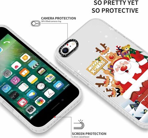 2 حزمة من حافظة الهاتف الشفافة لعيد الميلاد المجيد لهاتف iPhone 13 / iPhone 14 6.1 بوصة، غطاء لطيف مع نمط شجرة عيد الميلاد الحمراء على شكل حلوى ندفة الثلج، غطاء ممتص للصدمات من السيليكون الناعم النحيف من مادة TPU للفتيات والنساء in Kuwait