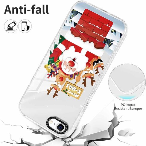 2 حزمة من حافظة الهاتف الشفافة لعيد الميلاد المجيد لهاتف iPhone 13 / iPhone 14 6.1 بوصة، غطاء لطيف مع نمط شجرة عيد الميلاد الحمراء على شكل حلوى ندفة الثلج، غطاء ممتص للصدمات من السيليكون الناعم النحيف من مادة TPU للفتيات والنساء in Kuwait