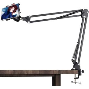 ChromLives Phone Overhead Video Stand Articulating Arm Phone Mount Overhead Table Top Mount Flexible 360° Rotation Cell Phone Clip Holder for Streaming Phone Baking Crafting Cooking and More