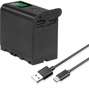 NP-F750 Rechargeable Battery 6000mAh, 3-4Hrs Full Charge Time with USB Type C Port/Cable, NP-F Battery for Sony NP-F330 NP-F550 F570 F750 F770 F950 F960 F970 Battery or LED Video Light YN660 LED308