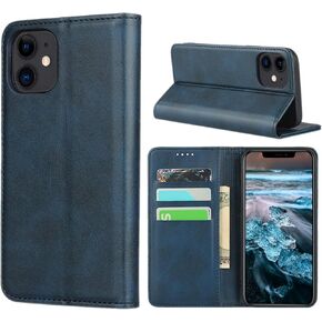 for iPhone 12 mini Case,Cowhide Pattern Leather Magnetic Book Wallet Case Stand Holder Flip Cover with Card Slots/Cash Compatible with iPhone 12 mini (5.4")-Black