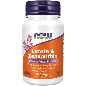 NOW Supplements, Lutein & Zeaxanthin with 25 mg Lutein and 5 mg Zeaxanthin, 60 Softgels
