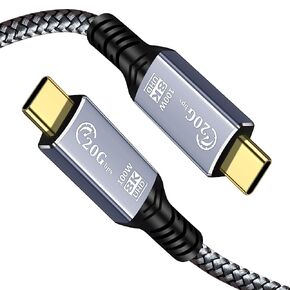 USB C to USB C Cable 1FT, USB C 3.2 Gen 2X2 Cable, 8K USB C to USB C Monitor Cable, 20Gbps High Speed Data Transfer, 100W Charging, for iPhone 15 Pro Max Plus, iPad Pro and More (Silver, 1FT)