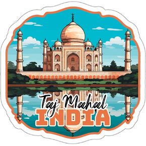 Taj Mahal India Sticker Adventure Souvenir Decal Vinyl Small Waterproof for Water Bottle Mug Passport Scrapbook Notebook Laptop Tumbler Skateboard Computer Phone 4" ID44990