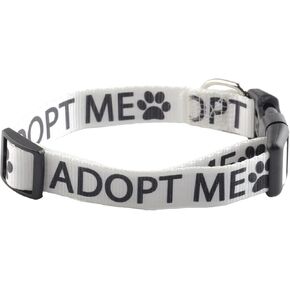 CENWA Adopt Me Dog Collar Adoption Dog Collar Dog Gift Dog Owner Gift Dog Rescue Gift (White Adopt Me)