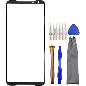 قطعة إصلاح الشاشة الزجاجية الأمامية لهاتف Asus ROG Phone II ZS660KL I001DA I001DE مع مجموعة أدوات باللون الأسود 6.59 بوصة in Kuwait