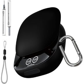 for Anker Soundcore Liberty 4 Pro Case Cover with Cleaner Kit, Soft Skin Silicone Case Cover with Keychain and Lanyard，Full Protective Case for Men and Women-Black