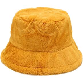 Quanhaigou Winter Faux Fur Bucket Hat,Fuzzy Warm Hat for Women Men, Fluffy Fisherman Cap