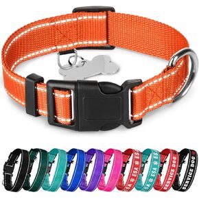 TECEUM Reflective Pet Collar – Orange – XS – Basic Nylon Dog Collar – Quick Release Buckle – Fits Small, Medium and Large Dogs, Puppies, Cats – ESA & Service Dog Options