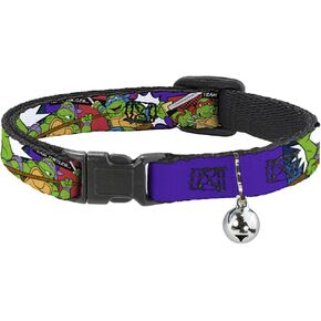 Cat Collar Breakaway Ninja Turtles Action Poses Team Turtles 8 to 12 Inches 0.5 Inch Wide