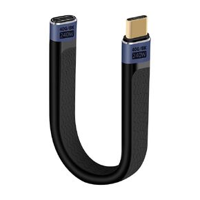RIIEYOCA 240W Short USB C Flat Cable, 40Gbps 90 Degree Up Angle USB C to USB C FPC Flat Cable, Supports 8K@60Hz UHD Video Output, Flat Flexible Cable for Phones, Tablets, etc(14cm)