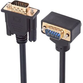 NFHK 90 Degree Left Angled VGA RGB Male to Straight Male Extension Cable 3COAX+6C for Monitor Projector Computer