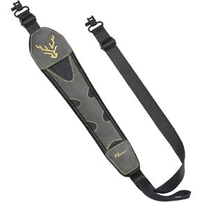 EZshoot Two Point Sling Gun Sling with Swivels, Comfortable Neoprene Padded Rifle Sling with Thumb Loop, Length Adjustable Shotgun Sling for Outdoors Grey