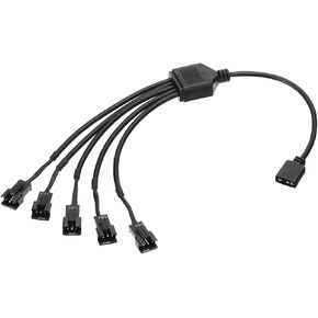 PATIKIL 5V 3 Pin Splitter Cable, PWM Fans RGB Power Cord with 1 to 5 ARGB SM Male Extension Connector Plug for Computer Chassis Motherboard, Black