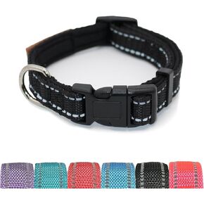 Pet & Posh Reflective Dog Collar - Premium Neoprene Padded Collar, Adjustable & Breathable Nylon for Safety and Style (Purple, Large)