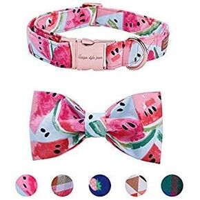 Pet Soft&Comfy Bowtie Dog Collar and Cat Collar Pet Gift for Dogs and Cats Adjustable Pure Cotton Collars 6 Sizes and 5 Patterns