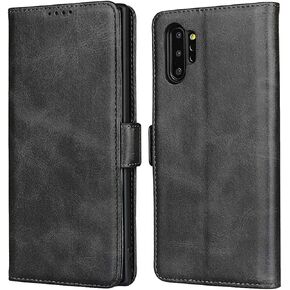 iCoverCase for Samsung Galaxy Note 10 Plus Wallet Case, Premium PU Magnetic Leather Card Slots Holder Carry Kickstand Feature Flip Cover Case for Galaxy Note 10+ 5G (Navy Blue)